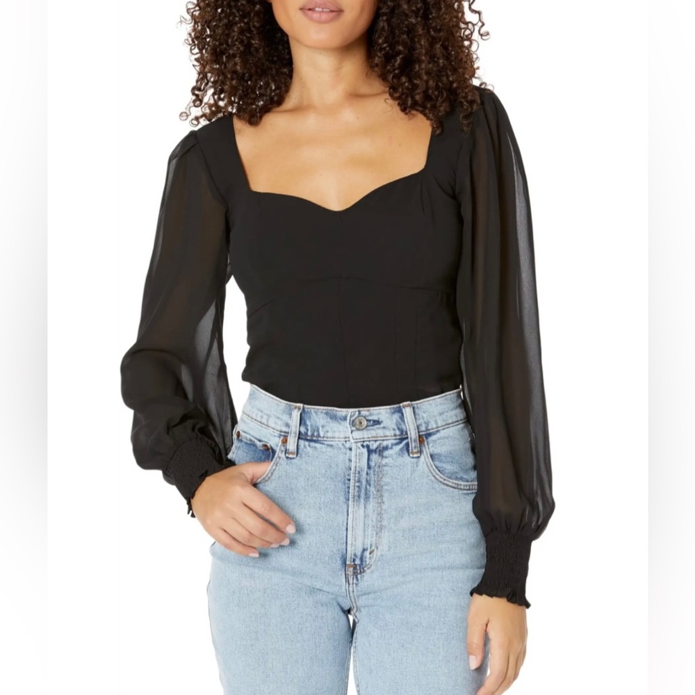 Abercrombie Long-Sleeve Sweetheart
Puff Sleeve Top Black Size Large LightlyWorn
